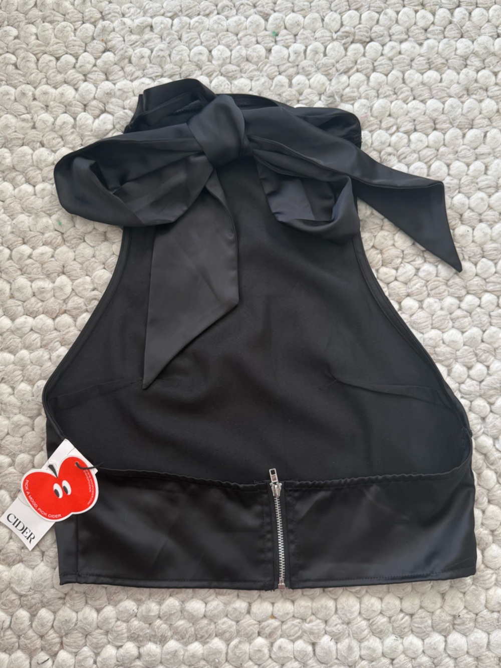 Black Satin Halter Top - Picture 2 of 2